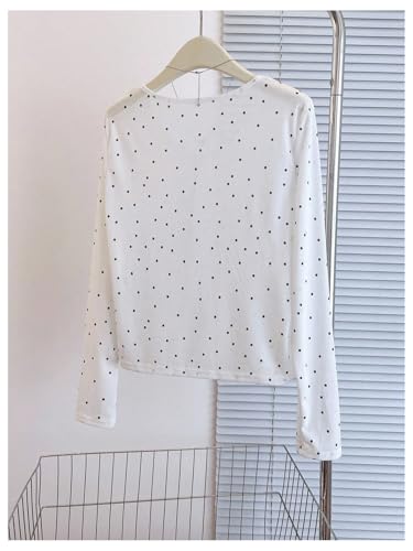 WDIRARA Women's Polka Dots Button Down Cardigan Sweater Long Sleeve Lightweight Knitwear2