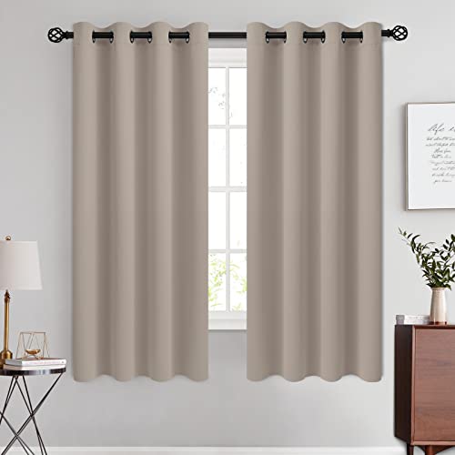 Image of COSVIYA Grommet Room Darkening Natural Curtains 63 inch Long for Bedroom | Light Blocking Insulated Thermal Curtains for Living Room, Blackout Thick Polyester Window Drapes,52x63 inches, 2 Panels