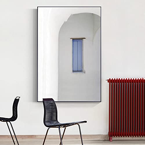 Toile géométrie blanc et bleu art moderne nordique 70x100 cm