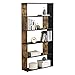 [en.casa] Bücherregal Aneby 159x80x24cm Standregal mit 5 Ablageflächen Regal Schwarz/Holz Dunkel