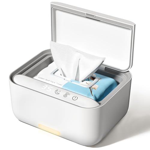CONOYAR Baby Wipe Warmer With 3 Level Surround Temperature Control Large Capacity Diaper Wipe Warmer with light for Wipe Towel Wet Tissue Wipe Dispenser Holder Warmer Keep Moist for Babies
