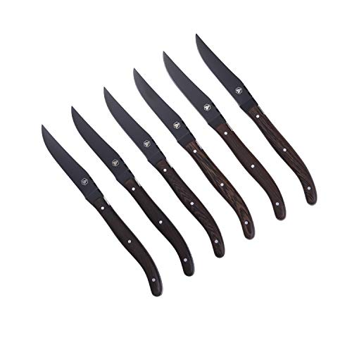 Laguiole Steak Knives Black Blade Wenge 6 Pcs