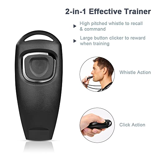 vsshe Hundepfeife,2 Stück Trainingspfeife 2 in 1 Hundeklicker und Pfeife Hunde Clicker Set mit 2 Pfeifenriemen Pfeife für Hunde Hundeerziehung Für Outdoor Camping Sport Hunde Clickertraining (Seil A)