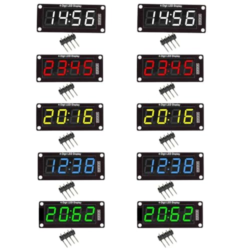 10個 TM1637 0.59インチ LED ディスプレイ デジタルチューブ 7 セグメント 4桁 クロック ダブルディスプレイ ドット モジュール シリアル ドライバー ボード