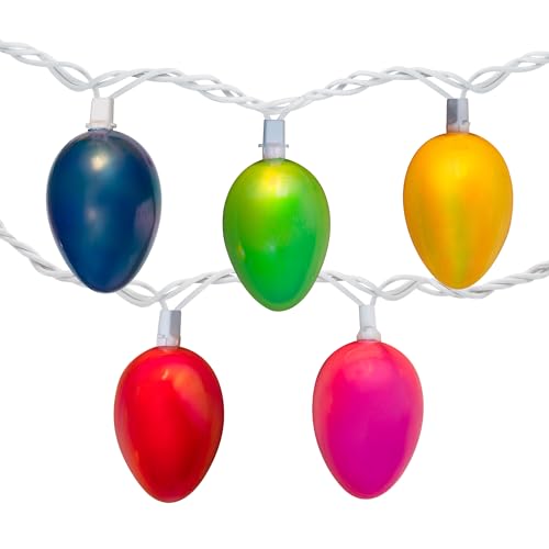 10-Count Pearl Multi-Colored Easter Egg String Light Set, 7.25ft White Wire
