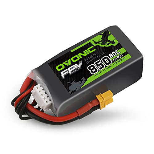 OVONIC 4S 80C 850mAh LiPo Battery with XT30 for RC Drone