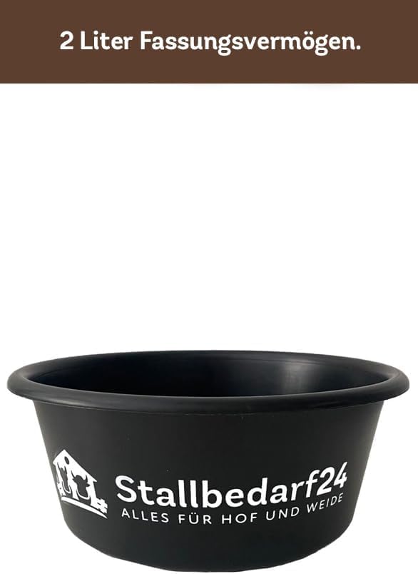 Stallbedarf24® Leckerli Schale – 2 L Aufbewahrungsdose für Futtermittel aus lebensmittelechtem Kunststoff – stapelbar & pflegeleicht – schwarz (mit Deckel)