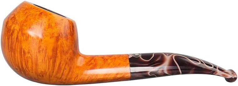 MUXIANG Tobacco Pipe Briars Material Fit 9mm Filters Handcraft Design Three Colors Available (Yellow)