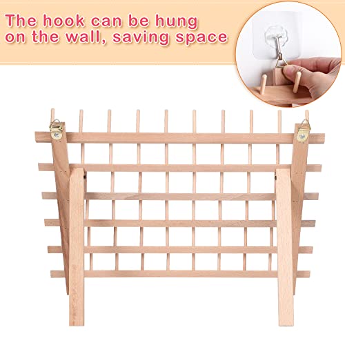 Image of Yookeer 60 Spools Wooden Thread Rack and 48 Pcs Thread Spools Savers /Spool Huggers with Hanging Hooks for Sewing Quilting Embroidery Machine Needlecraft Supplies(Wood)