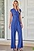 Happy Sailed Jumpsuits for Women V Neck Knot Twist Runched Waist Wide Leg Long Pants Romper Jumpsuit with Pockets Fashion 2025 Blue Medium