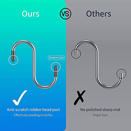 Image of S Hooks for Hanging - S Shaped Heavy Duty Stainless Steel S Type Cap Hook 3.25 Inch (4mm) Long Extension for Clothes, Wardrobe, Kitchenware, Office, Bathroom, Plants, Pots - Pack of 6 (Silver)