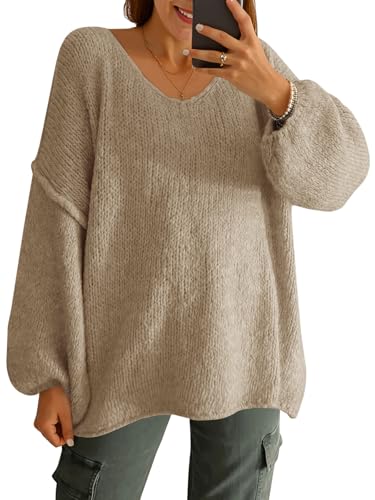 Saodimallsu Womens Oversized V Neck Sweaters...
