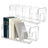 Piuluvor® 2 Stück Briefhalter Transparent, Stehsammler 26 × 12cm Schreibtisch Zeitschriftensammler mit 4 Fächer Bücher Organizer Ordner Organizer für Bücher, Umschläge, Post, Dokumente