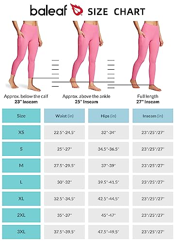 Baleaf 7/8 Workout Athletic Leggings For Women High Waist Soft Yoga Running Petite Ankle Pants With Deep Pockets Hot Pink Xl #TOP5