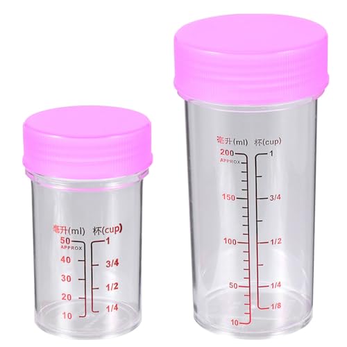Alipis 2個 実験室用製透明計量カップ 入 目盛り付き漏れ防止蓋付 多用途液体測定用プラスチックビーカー 赤 再利用可能