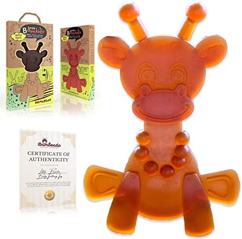 Amber Teething Toy – Little Bamber is a Natural Amber and Rubber Giraffe Teething Toy for Natural Teething Comfort – Comforting Texture Teething Toy for Sore Gums – Teething Necklace Alternative