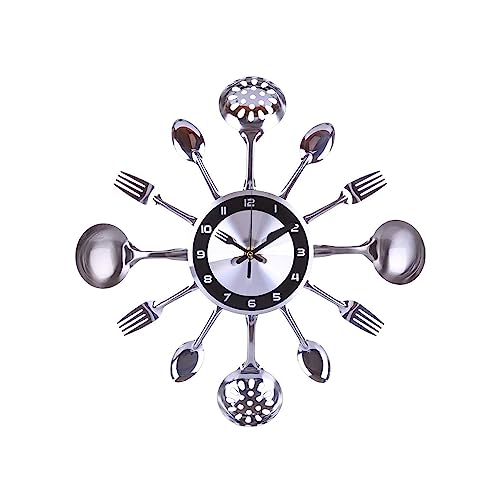 DrabEx orologi Orologio da parete con posate, orologio da parete silenzioso da 35 cm per cucina, soggiorno, camera da letto, ufficio, bar, arredamento casa