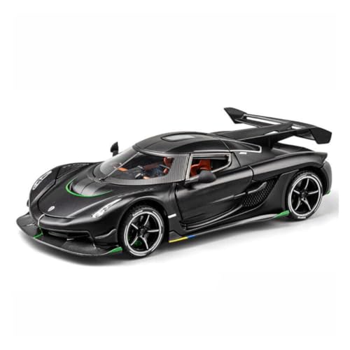 Image of 1:24 Koenigseggg Jesko Sport Alloy Metal Pull Back Die-cast Car Openable 2 Doors and Light Music Toy Car for Kids (1:24 Koenigseggg - Black)