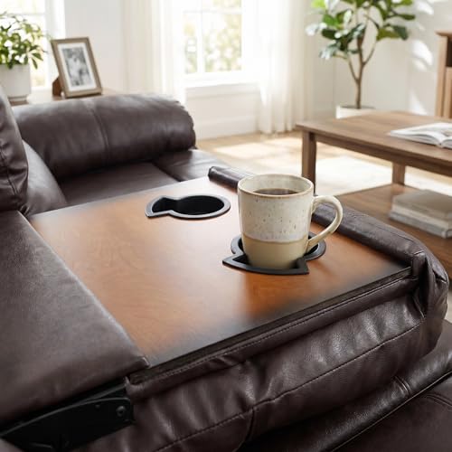 Image of Leather Power Recliner Sofa Set, Leather Recliner Couch Sets with Multi Angle Reclining, 3 Piece Sectional Sofa with USB Charging Port for Home Theater, Living Room, Office, Brown