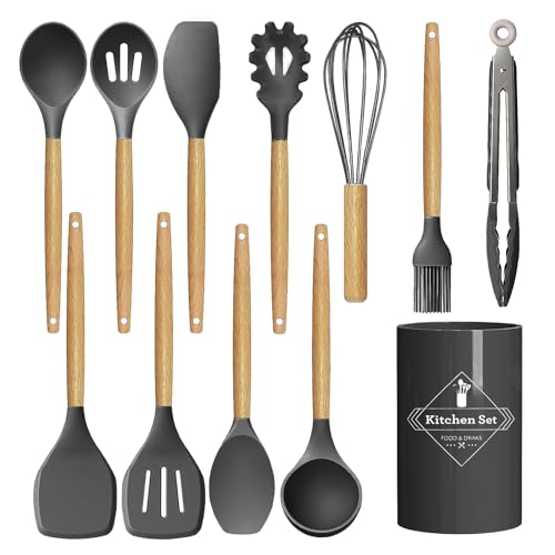 Opiniones de Espátulas, paletas y cucharas de cocina más recomendados. 47 Juego de 12 Utensilios de Cocina de Silicona,Utensilios de Cocina Resistentes al Calor con Espátula/Cuchara/Batidor para Utensilios de Cocina Antiadherentes