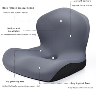 lomonmen Cuscino per Sedile Ortopedico con Supporto Lombare,Cuscino Ergonomico Comfort in Memory Foam per Ufficio E Auto,Supporto per Schiena e Glutei (grigio scuro)
