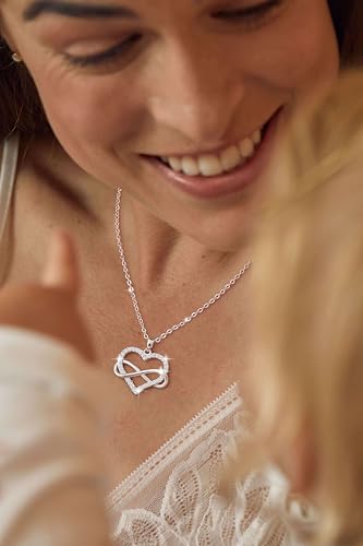 Moodear Mama Heart Pendant Necklace for Women - Dainty 925 Sterling Silver Mom Necklaces Mothers Day Gifts Trendy Jewelry New Mom Gift for Her2