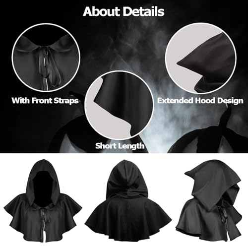 Huraoerrrr 1 PCS Cowl médiéval, manteau à capuchon pour hommes et femmes, pliant unisexe houstouflé poncho pour païen, Halloween et cosplay – vue 3