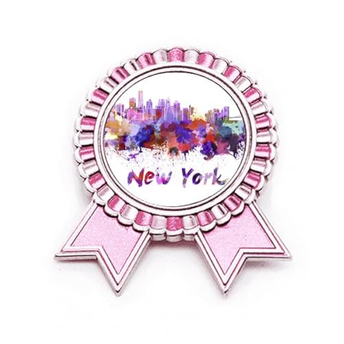 Broche aquarelle New York Amecity Rose en métal pour embellir vos manteaux