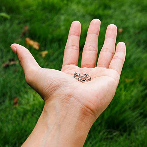 Alsanix 925 Sterling Silver Women's Anxiety Ring,Men's Anti-Anxiety Ring With Beads,Adjustable Rotating Ring,Decompression Stacking Unisex Ring #TOP5