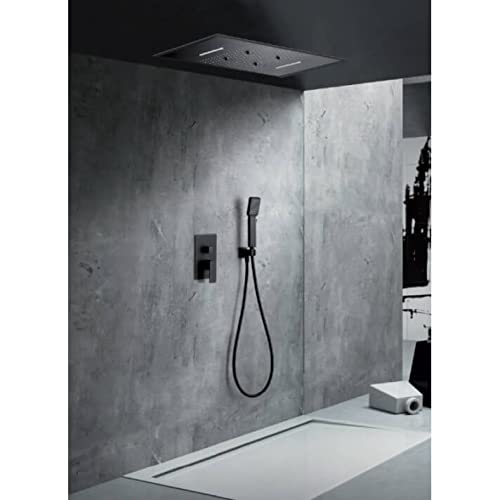 Conjunto Kit de ducha empotrada techo sistema TERMOSTATICA negro mate Sumatra Imex GTS019-P/NG