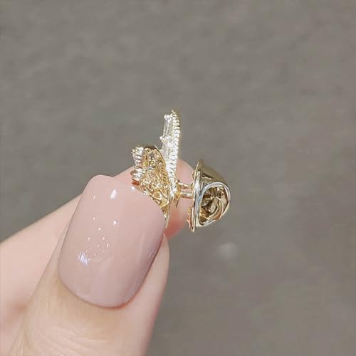 Image of Crystal Rhinestone Butterfly brooch Pins Vintage Ribbon Bowknot Pearl Lapel Pins for Woman Girls