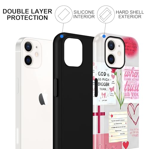 Coque iPhone 12 esthétique robuste rouge avec croix contre les chutes - 3