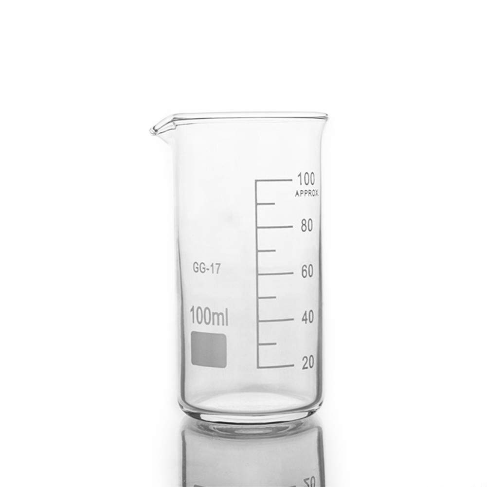 HMTE 10 Piezas de Vaso de precipitados de Vidrio de 100 ml en Forma Alta para la Escala de Laboratorio de química Que Mide los Suministros de Oficina de educación Espesada (Capacity : 100ml) (100ml)