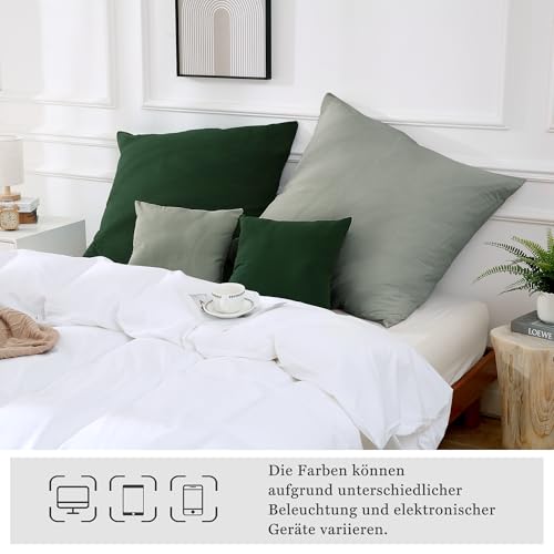 ATsense 2er Set Kissenbezug 80x80 cm - 100% Gewaschene Baumwolle Hypoallergenes Kissenbezüge,Blassgrün Kopfkissenbezug mit Reißverschluss… – Ansicht 6