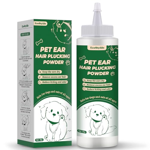 Image of Dog Ear Powder for Hair Removal - Ear Plucking Powder for Dogs & Cats - Grooming Ear Powder for Better Grip, Less Moisture & Odor - Gentle Ear Care that Makes Ear Hair Removal Easier