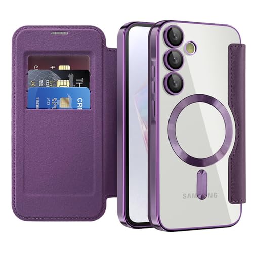 Étui de téléphone magnétique à rabat en cuir pour Galaxy S24 Ultra