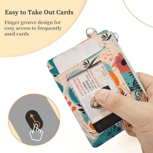 Image of Hancynir Boho Floral Small Wallet Women Credit Card Holder, Slim RFID
