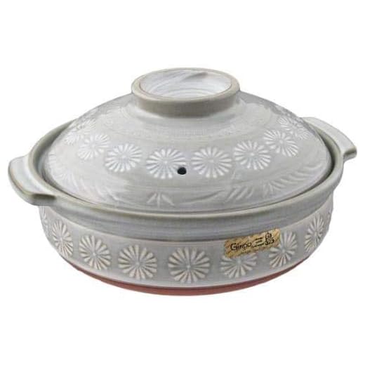 Japanese Hana Mishima Donabe Ceramic Hot Pot Casserole Banko Earthenware Clay Pot for Shabu Shabu Made In Japan (50 fl oz (8.5"D))