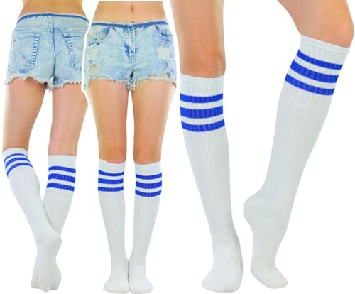 Image of ToBeInStyle Unisex Knee High Cotton Tube Athletic Thick Socks w /Stripe Top