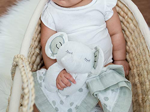 Image of Lulujo Lovey Blankets| Unisex Security Blanket & Toy| Softest Breathable Cotton Muslin| 15 inchx15 inch| Grey Elephant