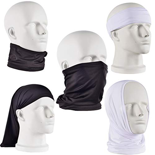 Uv Face Cover Neck Gaiter Mask Dust Protection Magic Scarf Wind Bandana Balaclava For Summer Running Fishing Biking (Black+White+Blue+Grey) #TOP3