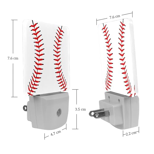 Image of NEWzone Baseball Night Light [2 Pack], Plug in Wall Led Night Lights Decor for Boys Girls Room, Dusk to Dawn Sensor Wall Lamp for Stairway /Bedroom /Kitchen /Nursery Room