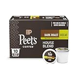Peet's Coffee, Dark Roast Decaf Single Serve Coffee Pods - Decaf House Blend 10 Count (1 Box of 10 Pods)