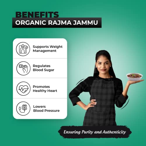 Image of Just Organik - Organic Rajma Jammu (1 kg) | certified organic | Red Rajma | Rajma 1kg | Loaded with Amino Acids and Protein | Vitamins and Minerals Rich | Red Kidney beans | No Preservatives