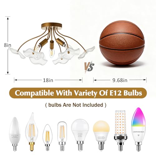 Semi Flush Mount Ceiling Light Fixture 3 Light Modern Gold Ceiling Light - image 2