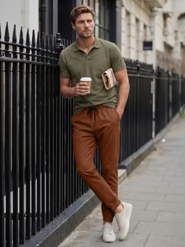 Image of JMIERR Mens Cotton Stretch Joggers Casual Twill Athletic Track Pants