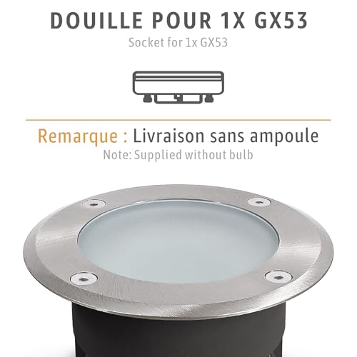 Spot encastrable sol extérieur plat IP67 verre clair dépoli