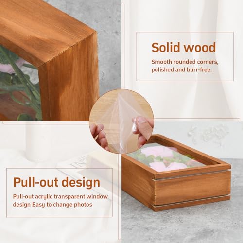 3D Bilderrahmen zum Befüllen Objektrahmen 25.8x12.6x5.5 cm Bilderrahmen Tief zum Befüllen Holzrahmen Bilder Rahmen 3D Rahmen für Getrocknete Blumen und Kunstgewerbliche Auslagen (Beige)