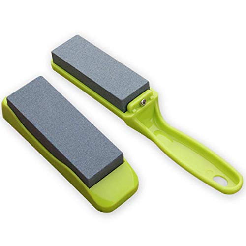 ISCBAFYX Whetstone Knife Sharpening Stone Set,Hand-held whetstone and Waterstone with Non Slip Base for Kitchen knives,Carving and Gardening Tools - 2 Piece