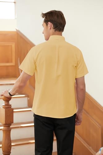Image of SANGTREE Men & Boy Striped Multicolor Oxford Cotton Shirt,Comfortable Fit,Short Sleeve Collared Shirt